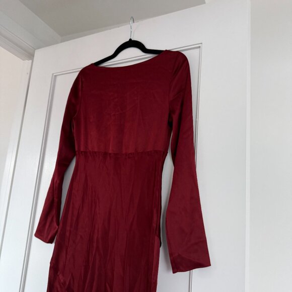 NWT Reformation Naila Satin Dress In Chianti Sz Small Slim Fit Thigh High Slit - Picture 7 of 8